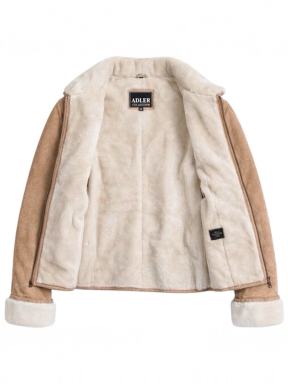 Vintage Adler Collection Tan Suede Shearling Lined Leather Cream Y2K Coat Jacket - Picture 3 of 4